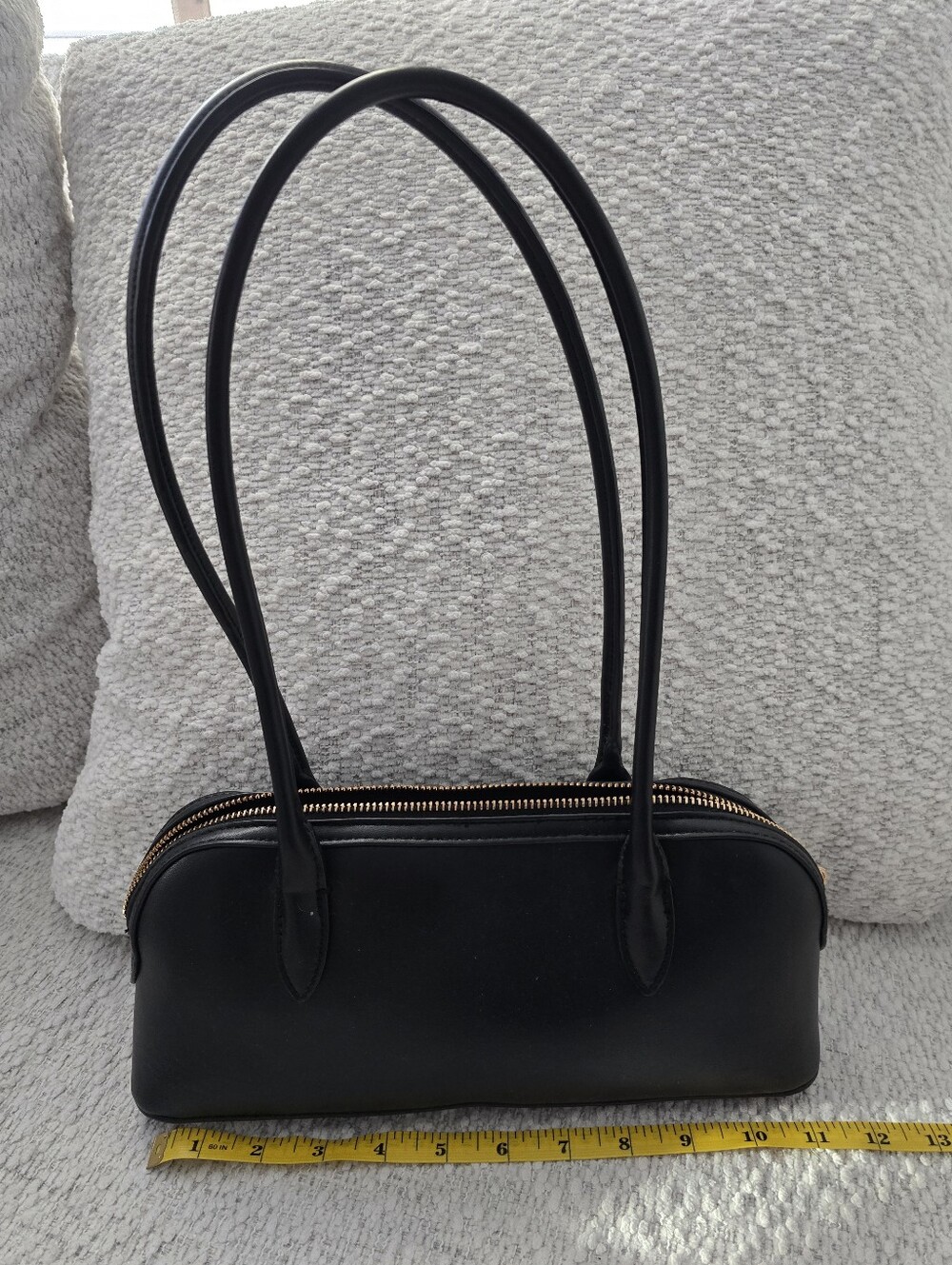 a new day Black Shoulder Bag with Gold Zipper